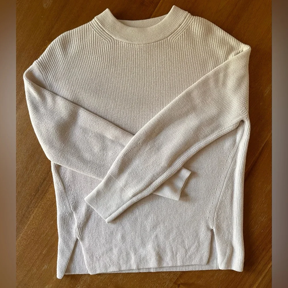 Lululemon Merino Wool-Blend Ribbed Crewneck Sweater White Opal Size 4 - Picture 4 of 7